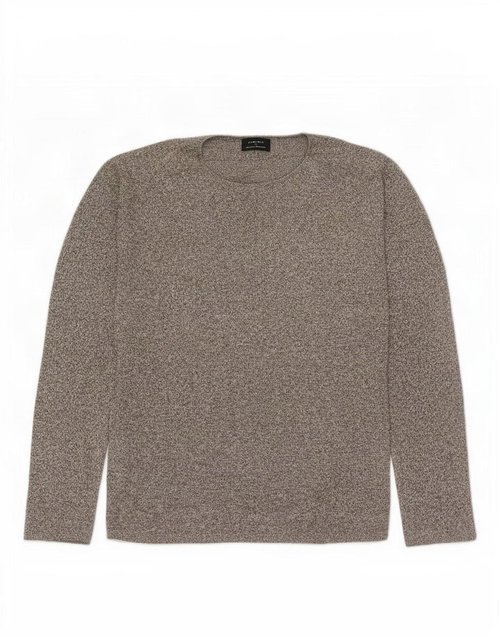 Zara Mens Crew Neck Jumper Sweater Small Grey Flecked Cotton