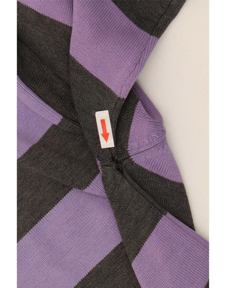 Jack & Jones Mens V-Neck Jumper Sweater Medium Purple Striped