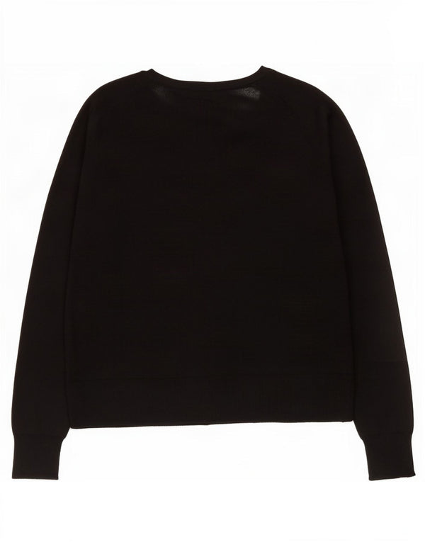 Zara Womens Oversized Boat Neck Jumper Sweater UK 10 Small Black Viscose