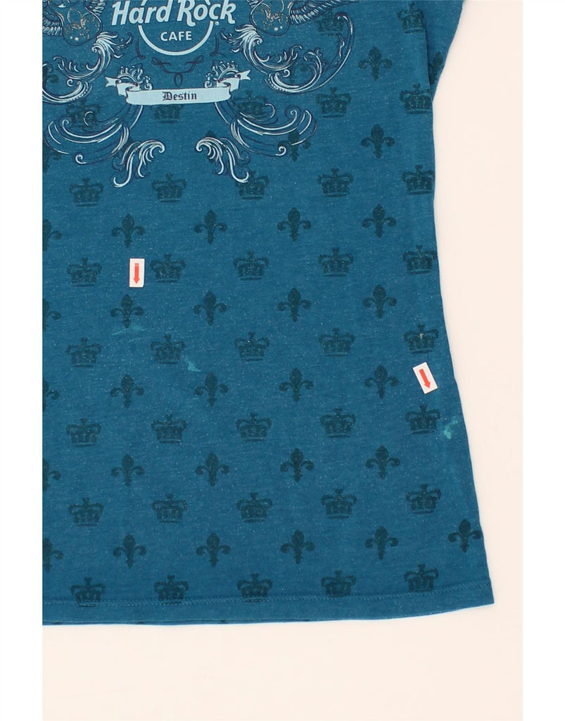 HARD ROCK CAFE Womens Destin Graphic T-Shirt Top UK 12 Medium Blue Cotton Vintage Hard Rock Cafe and Second-Hand Hard Rock Cafe from Messina Hembry 