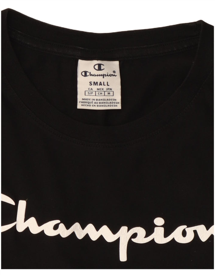 Champion Womens Graphic T-Shirt Top UK 10 Small Black