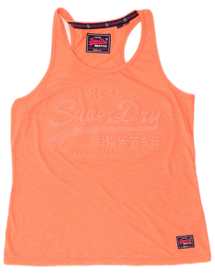 Superdry Womens Graphic Vest Top UK 14 Large Orange Polyester