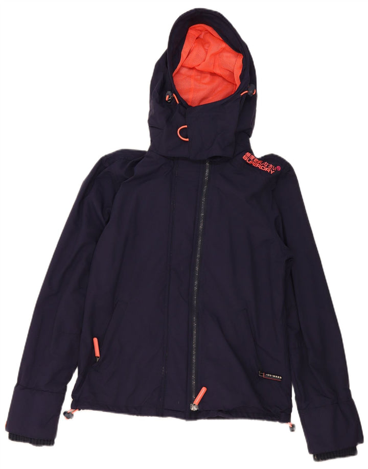 Superdry Womens Windcheater Windbreaker Jacket UK 14 Medium Navy Blue