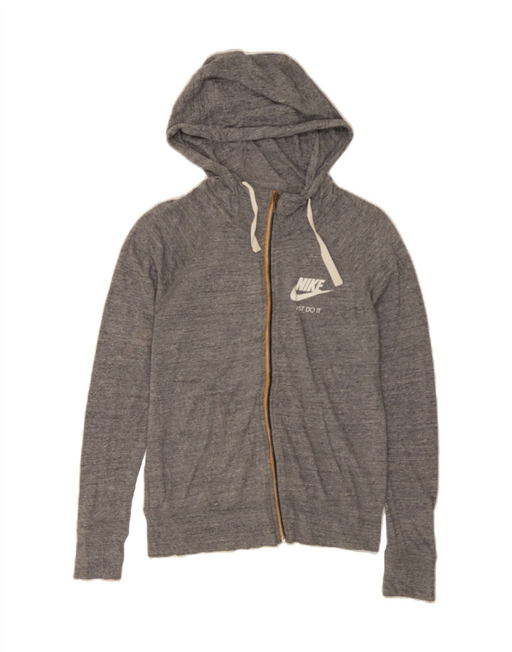 NIKE Womens Zip Hoodie Sweater UK 10 Small Grey Cotton Vintage Nike and Second-Hand Nike from Messina Hembry 