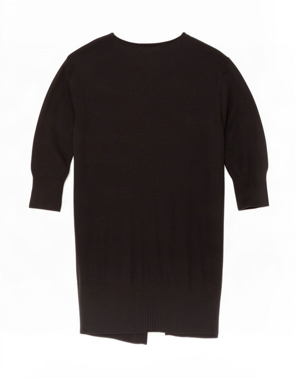 Zara Girls Longline Open Cardigan Sweater 7-8 Years Black Acrylic