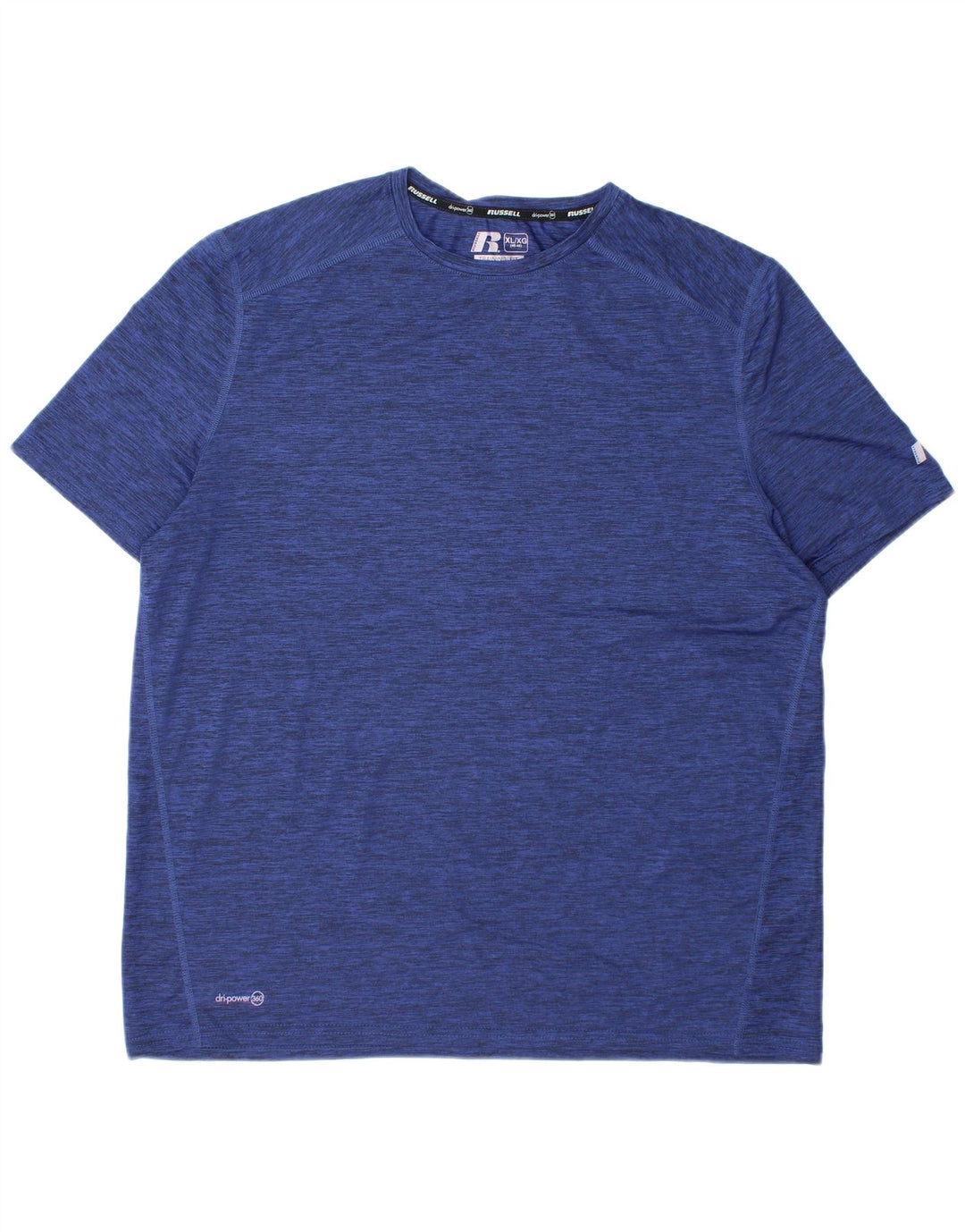 RUSSELL ATHLETIC Mens Dri-Power T-Shirt Top UK 46/48 XL Navy Blue Flecked