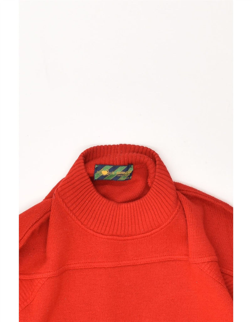 IL GRANCHIO Mens Graphic Turtle Neck Jumper Sweater Medium Red Wool | Vintage Il Granchio | Thrift | Second-Hand Il Granchio | Used Clothing | Messina Hembry 