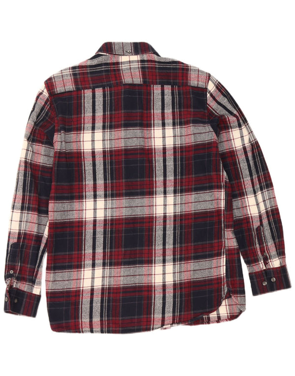French Connection Mens Flannel Shirt Large Navy Blue Check Cotton