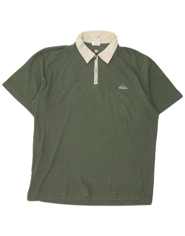ADIDAS Mens Rugby Polo Shirt UK 48/50 XL Green Cotton
