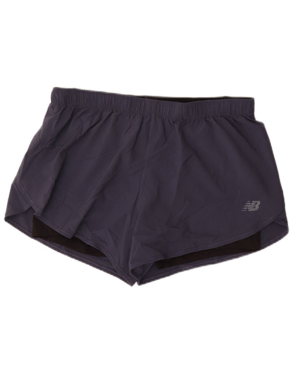 NEW BALANCE Womens Sport Shorts UK 16 Large  Navy Blue Polyester