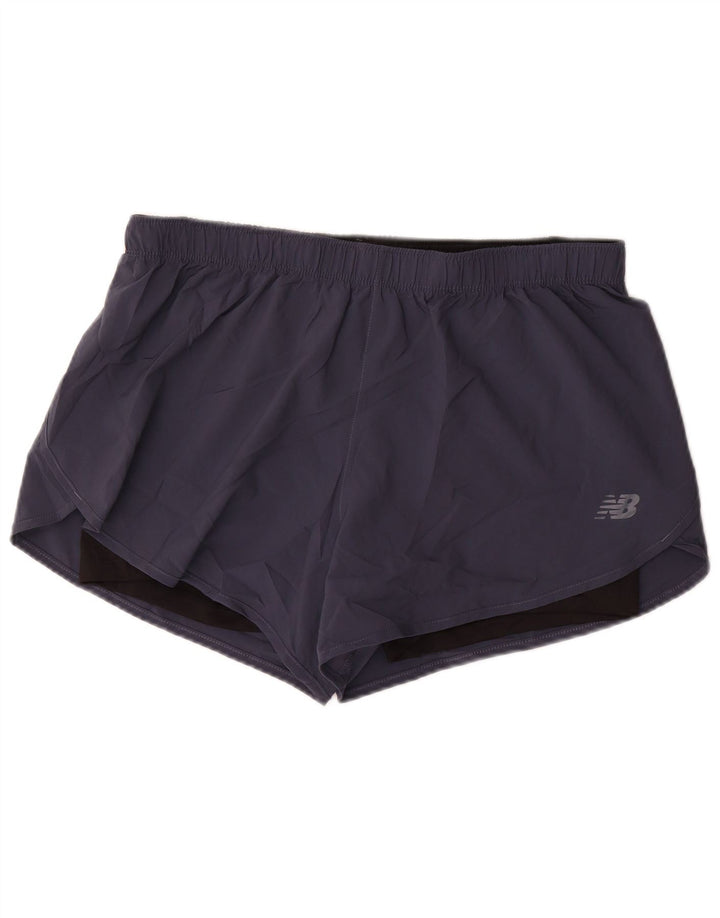 NEW BALANCE Womens Sport Shorts UK 16 Large  Navy Blue Polyester