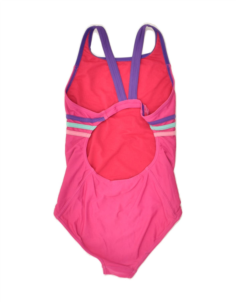 ADIDAS Girls Swimwear 12-13 Years Pink Striped Nylon | Vintage Adidas | Thrift | Second-Hand Adidas | Used Clothing | Messina Hembry 