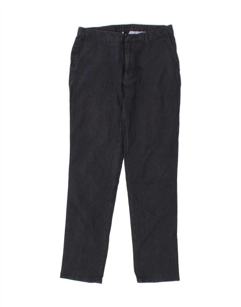 MASSIMO DUTTI Womens Chino Trousers EU 42 Large W32 L30 Navy Blue Check Vintage Massimo Dutti and Second-Hand Massimo Dutti from Messina Hembry 
