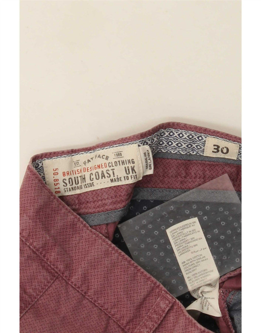 Fat Face Mens Chino Shorts W30 Medium Pink Spotted Cotton
