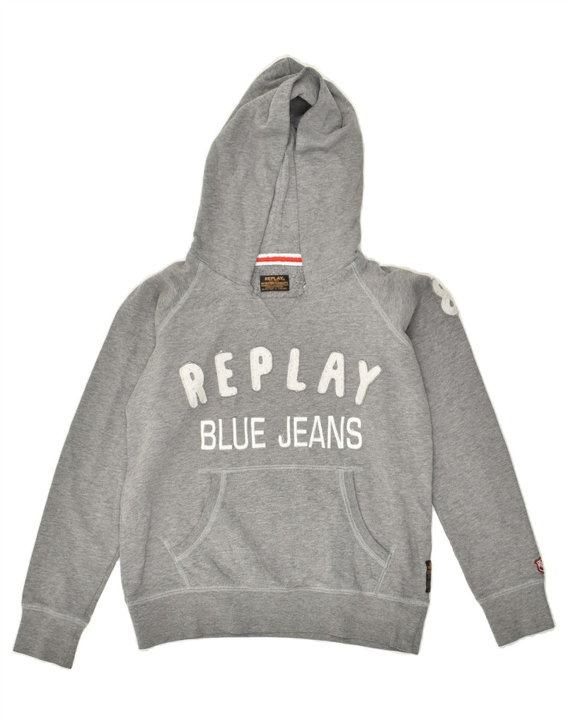 REPLAY Boys Graphic Hoodie Jumper 11-12 Years Grey Cotton | Vintage Replay | Thrift | Second-Hand Replay | Used Clothing | Messina Hembry 