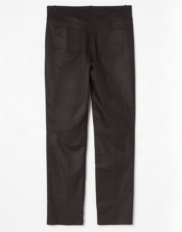 Arizona Mens Straight Leather Trousers W36 L32 Black
