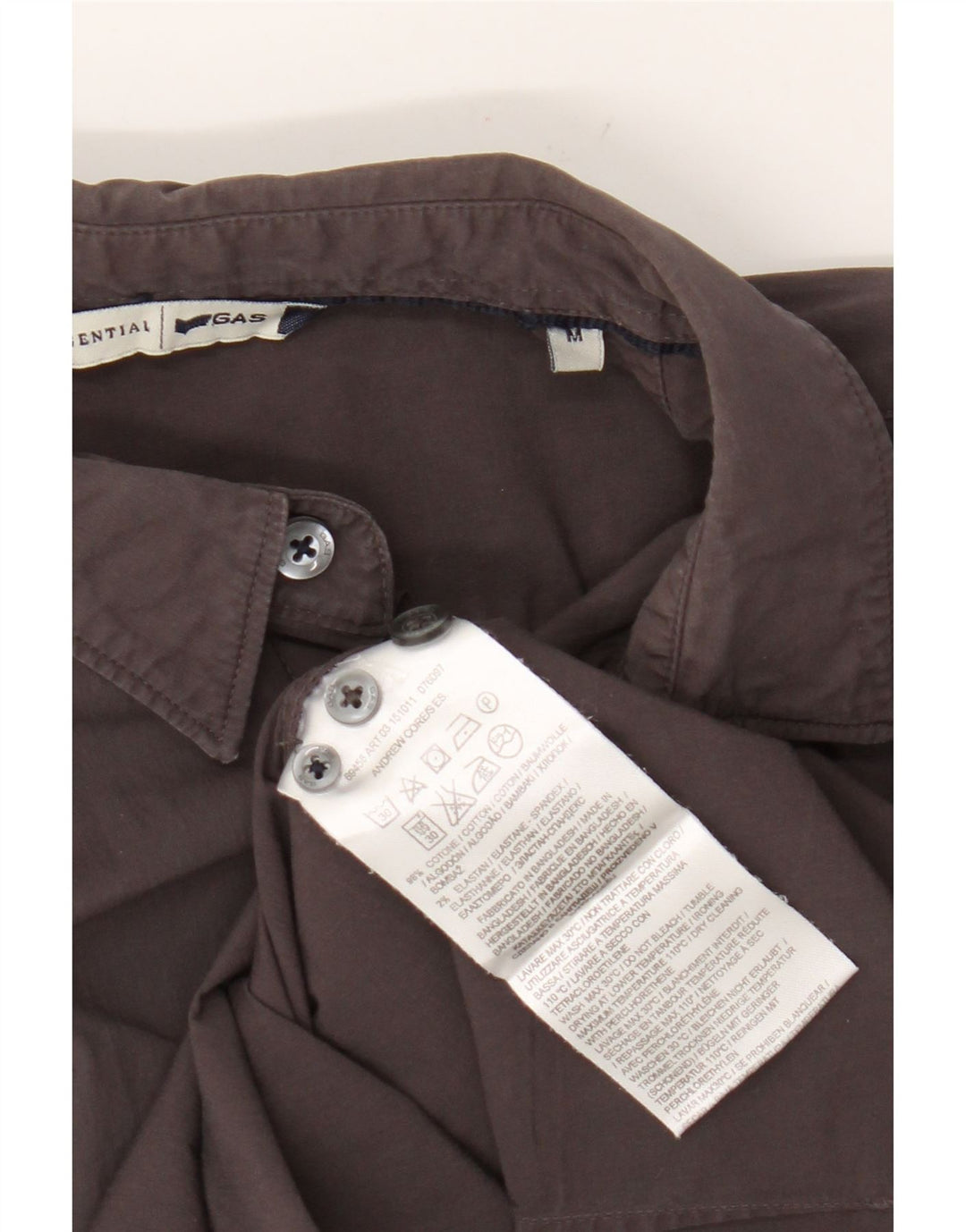 Gas Mens Shirt Medium Grey Cotton