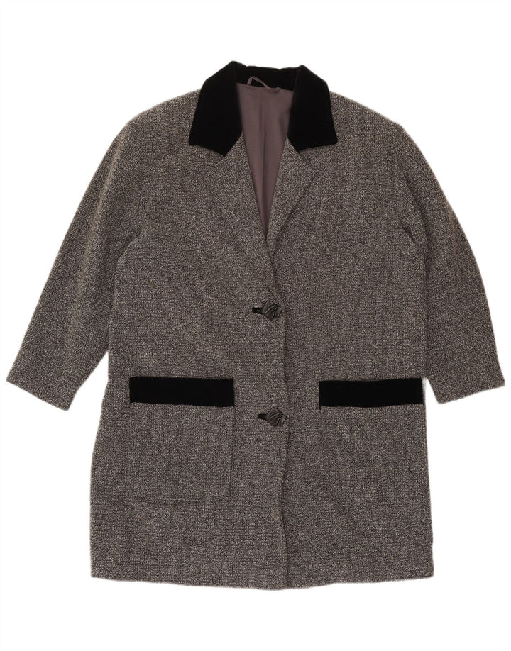 Vintage Womens 2 Button Blazer Jacket UK 20 2XL Grey Colourblock