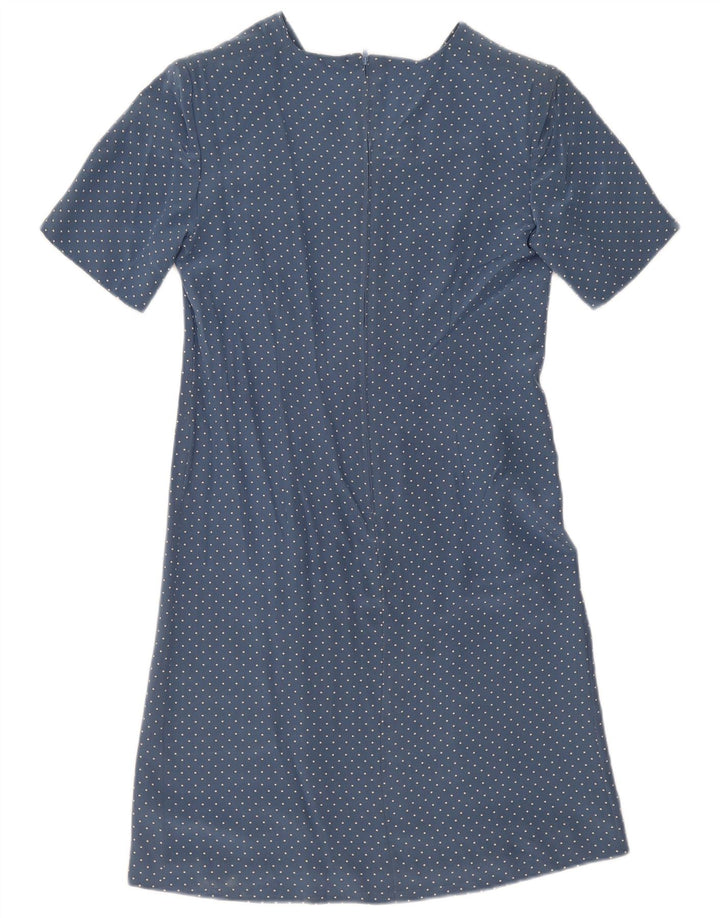 Vintage Womens A-Line Dress UK 12 Medium Blue Spotted