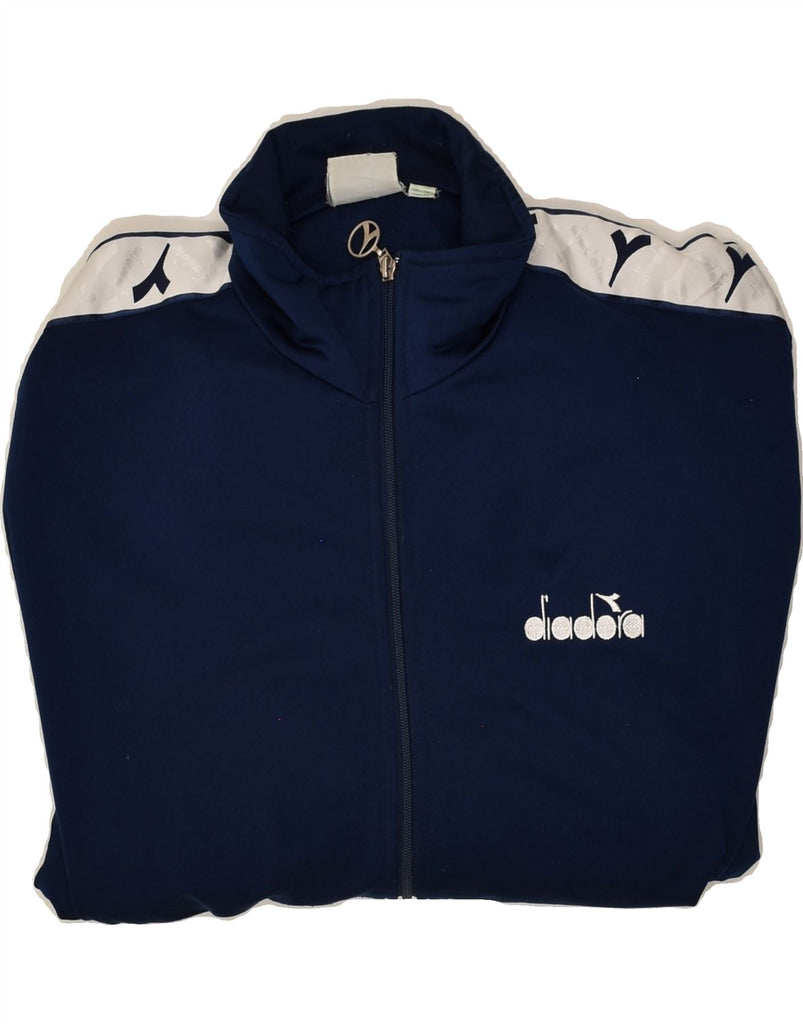 DIADORA Mens Tracksuit Top Jacket UK 46 2XL Navy Blue Polyester | Vintage Diadora | Thrift | Second-Hand Diadora | Used Clothing | Messina Hembry 