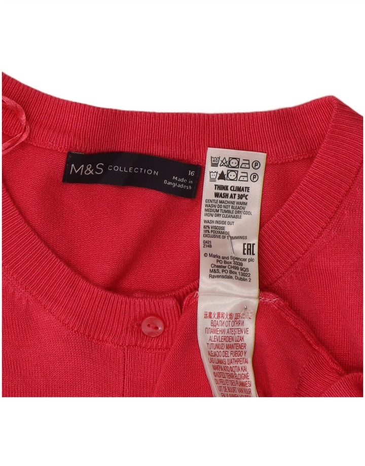 Marks & Spencer Womens Cardigan Sweater UK 16 Large Pink Viscose
