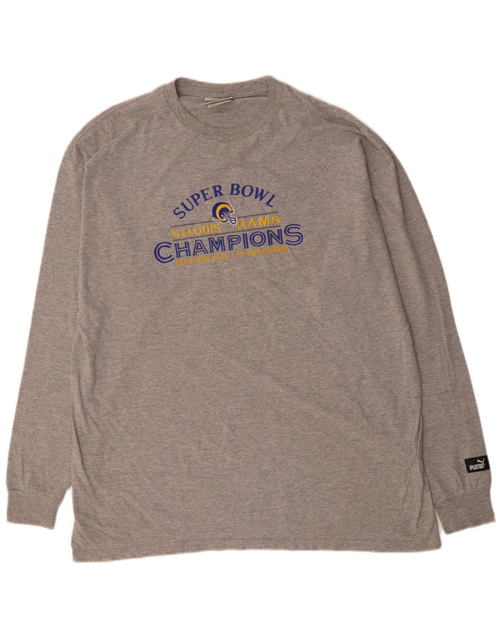PUMA Mens Graphic Top Long Sleeve XL Grey Cotton