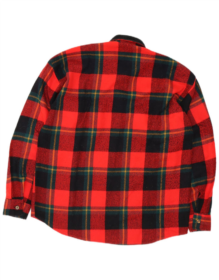Vintage Mens Flannel Shirt XL Red Check