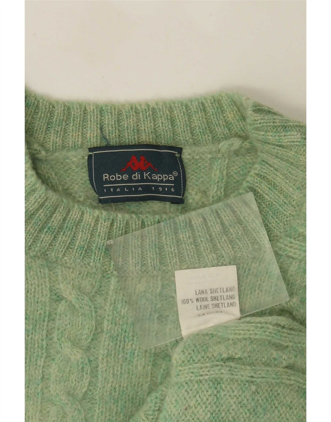 Kappa Mens Crew Neck Jumper Sweater Small Green Wool