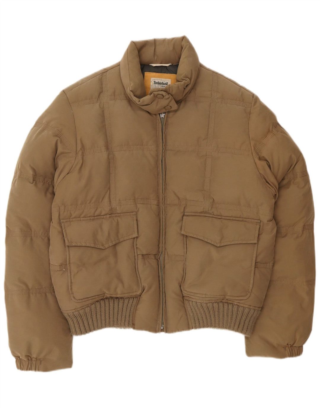 Timberland Womens Padded Jacket UK 12 Medium  Brown Cotton