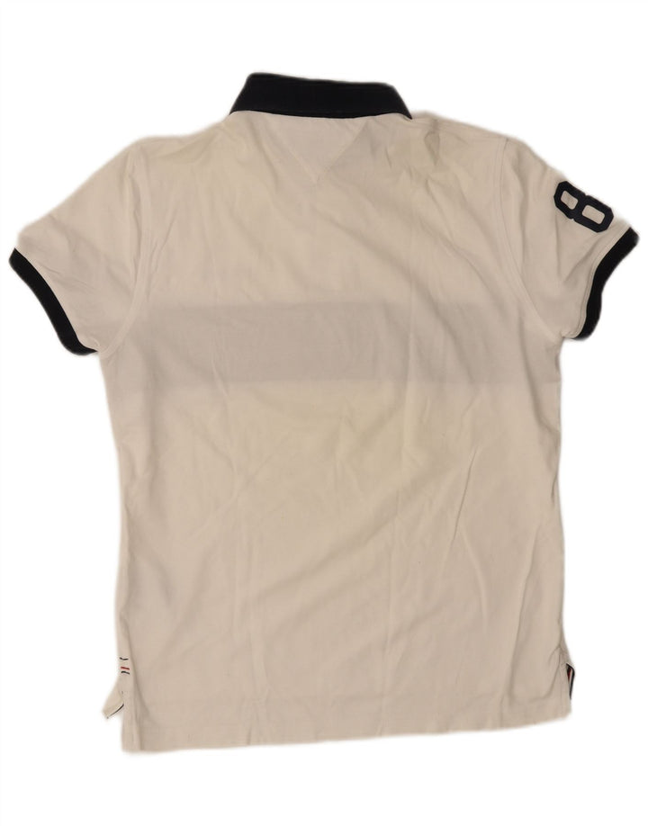 Tommy Hilfiger Mens Graphic Rugby Polo Shirt Medium White Colourblock