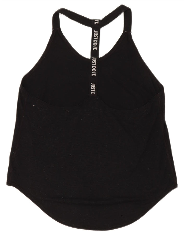 Nike Womens Dri Fit Loose Graphic Vest Top UK 14 Medium Black Polyester