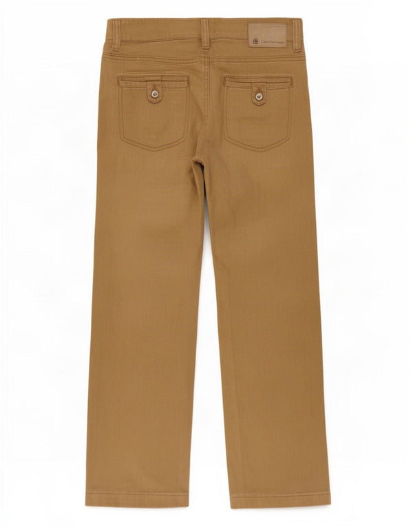 Calvin Klein Womens Straight Casual Trousers W28 L28 Beige Linen