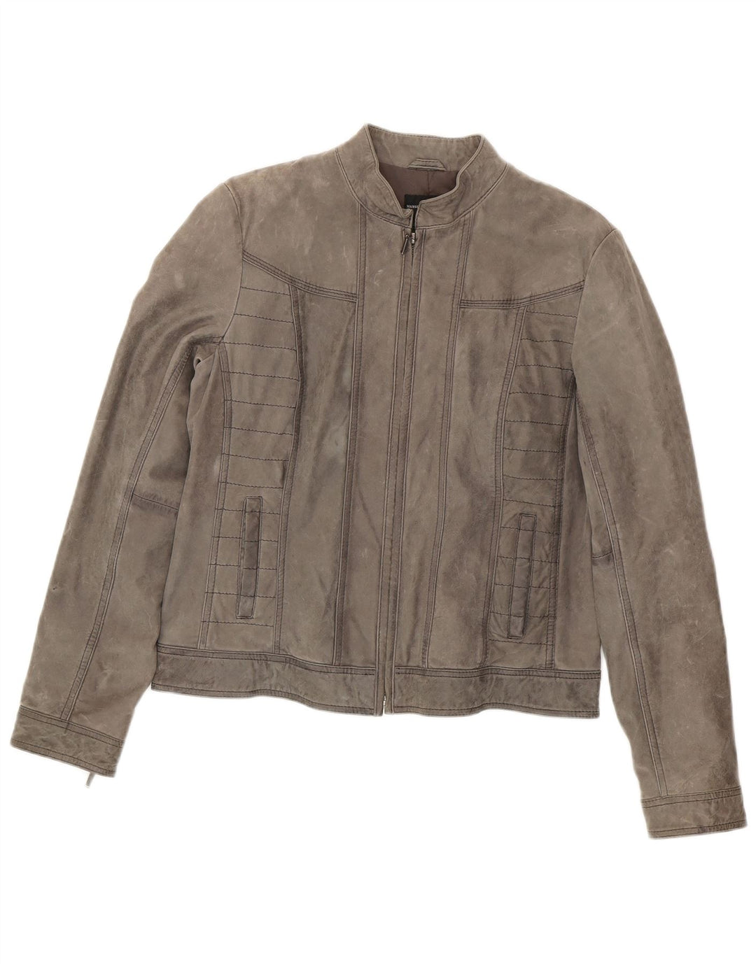 Mango Womens Suede Jacket UK 16 Large Grey Sheepskin