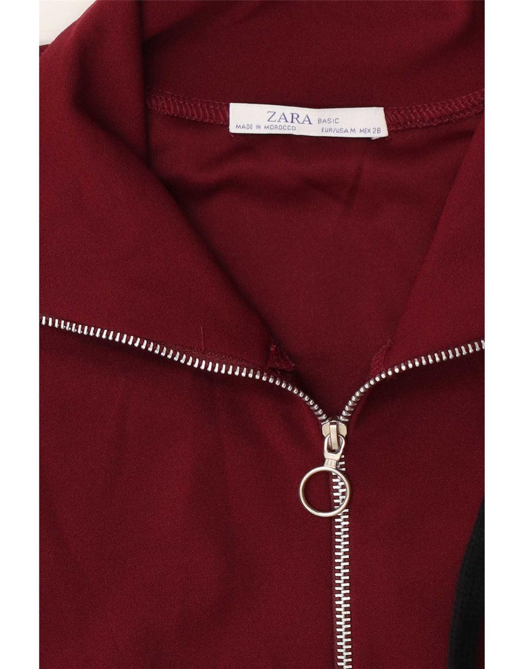 Zara Womens Zip Neck Pullover Tracksuit Top UK 14 Medium Burgundy