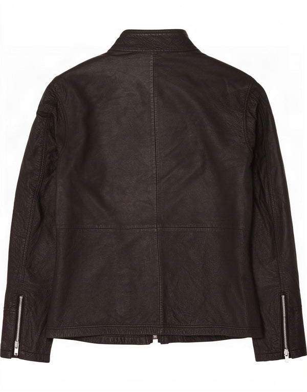 BARNEYS Mens Leather Jacket UK 38 Medium Black