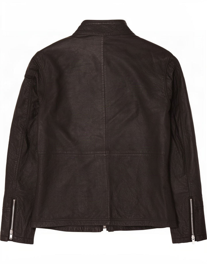 BARNEYS Mens Leather Jacket UK 38 Medium Black