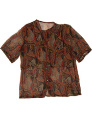 VINTAGE Womens See Through Shirt Blouse UK 18 XL Brown Paisley