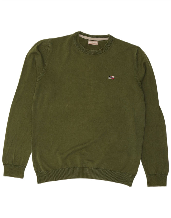 NAPAPIJRI Mens Crew Neck Jumper Sweater Large Khaki