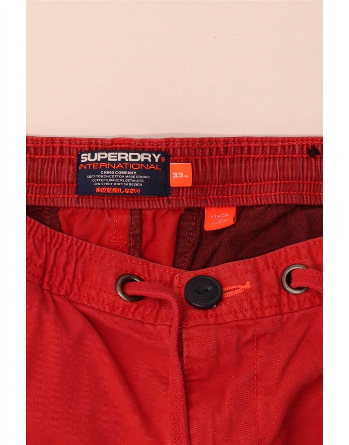 Superdry Mens Chino Shorts W33 Medium Red Cotton