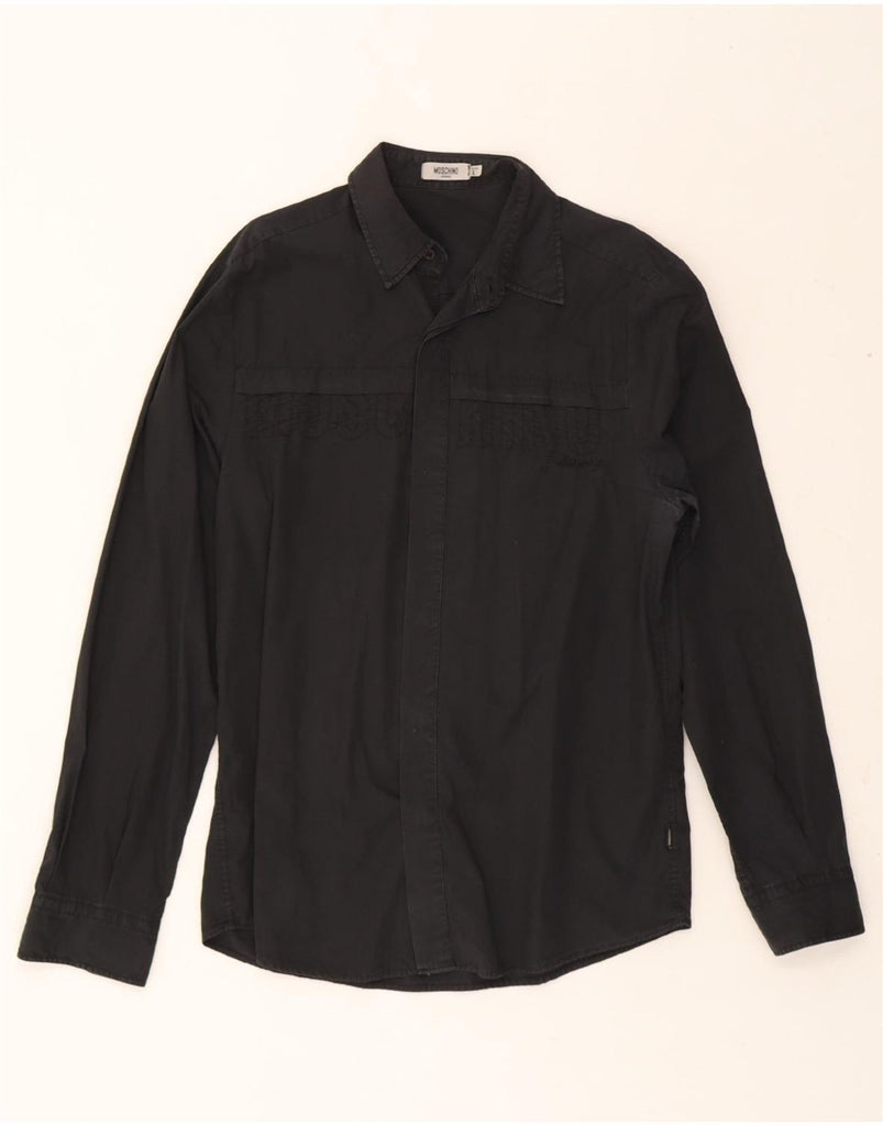 MOSCHINO Mens Graphic Shirt Large Black Cotton Vintage Moschino and Second-Hand Moschino from Messina Hembry 