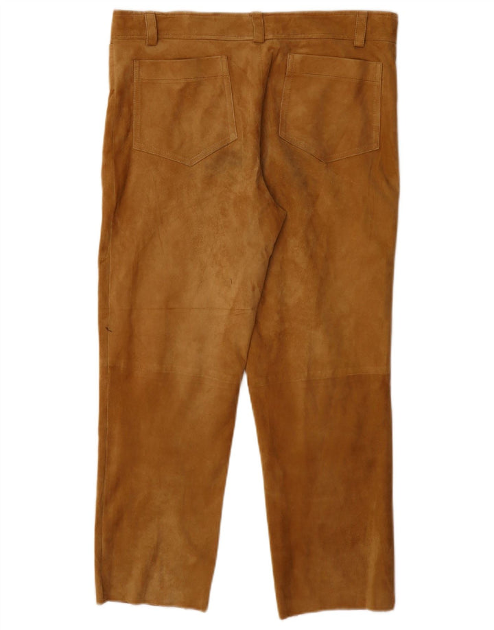 VINTAGE Womens Suede Cropped Trousers W32 L25 Brown