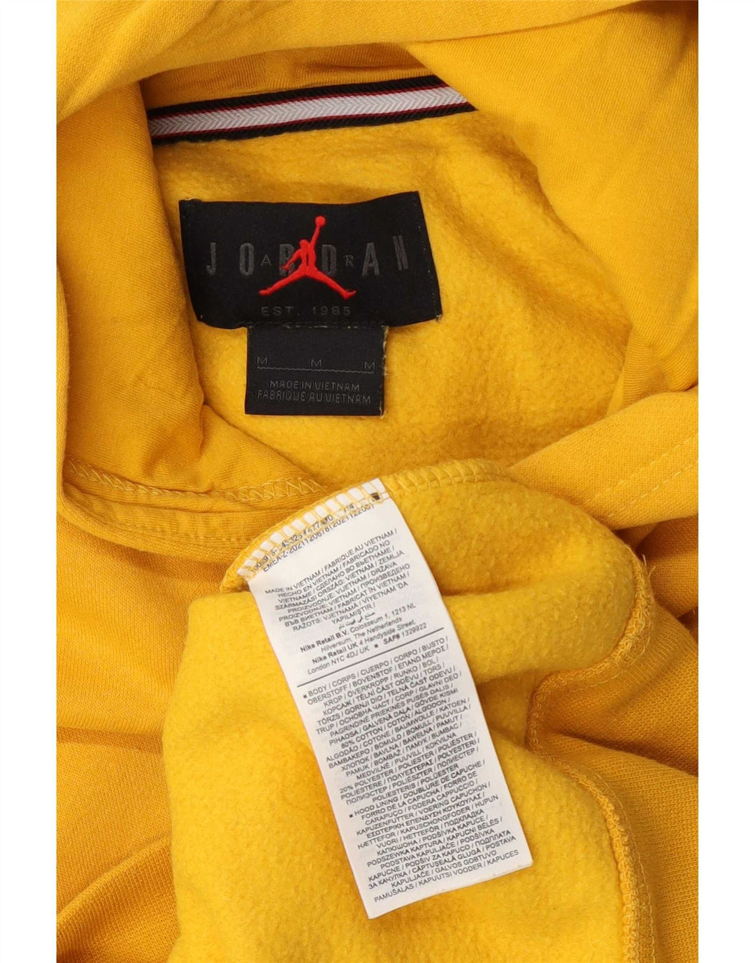 Jordan Mens Hoodie Jumper Medium Yellow Cotton