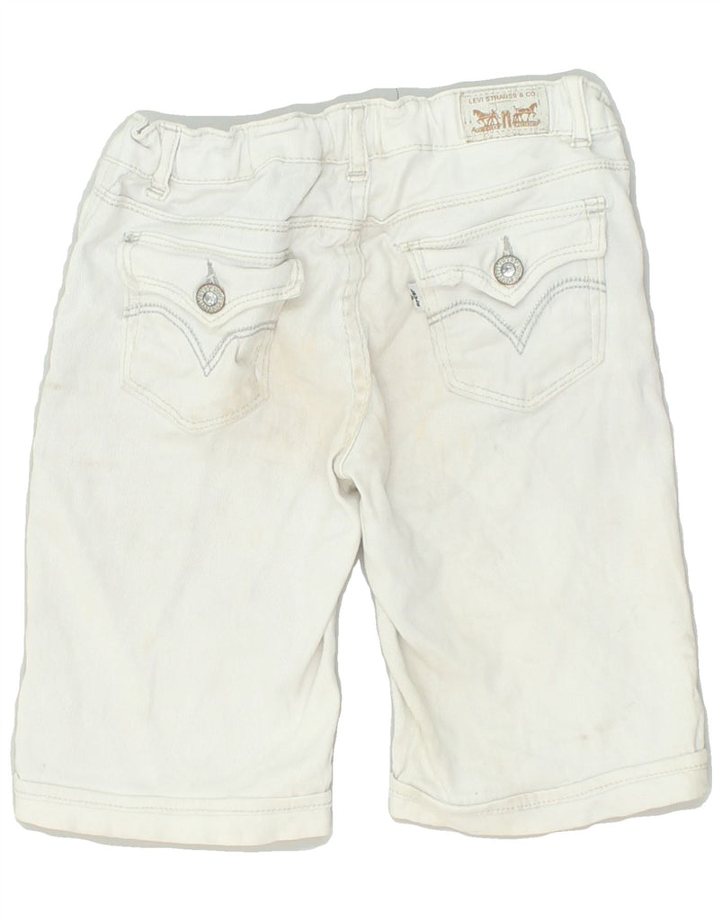 LEVI'S Girls Bermuda Denim Bermuda Shorts 13-14 Years W26 White Ramie | Vintage Levi's | Thrift | Second-Hand Levi's | Used Clothing | Messina Hembry 