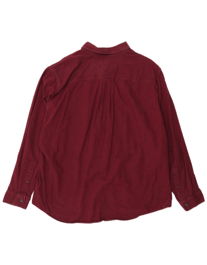 EDDIE BAUER Mens Classic Fit Flannel Shirt 2XL Burgundy Cotton