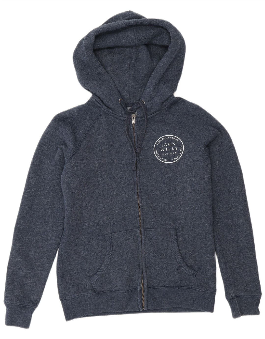 Jack Wills Womens Oversized Zip Hoodie Sweater UK 10 Small Navy Blue