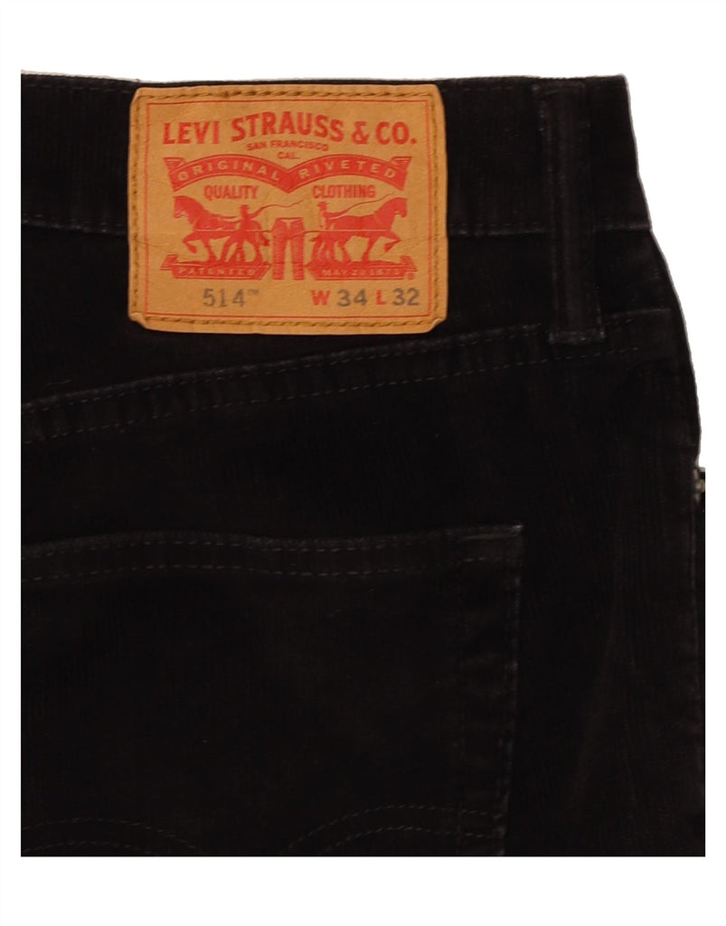 LEVI'S Mens 514 Corduroy Straight Cropped Trousers W34 L24 Black Cotton Vintage Levi's and Second-Hand Levi's from Messina Hembry 