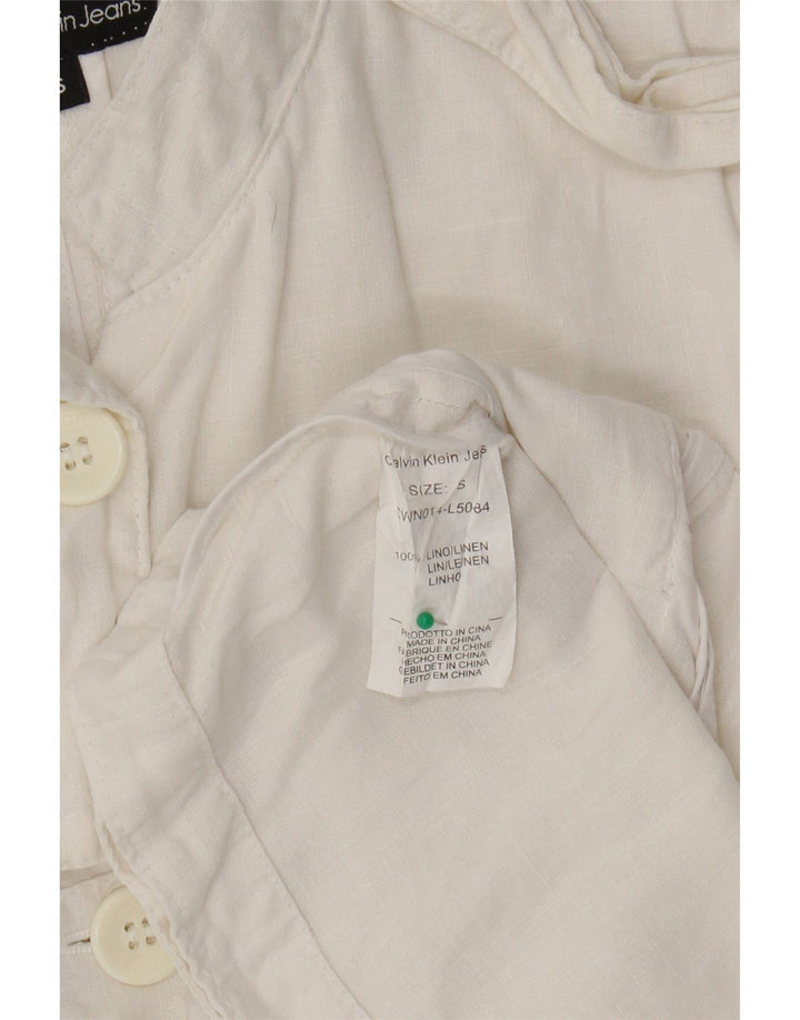 Calvin Klein Jeans Womens Military Jacket UK 10 Small White Linen