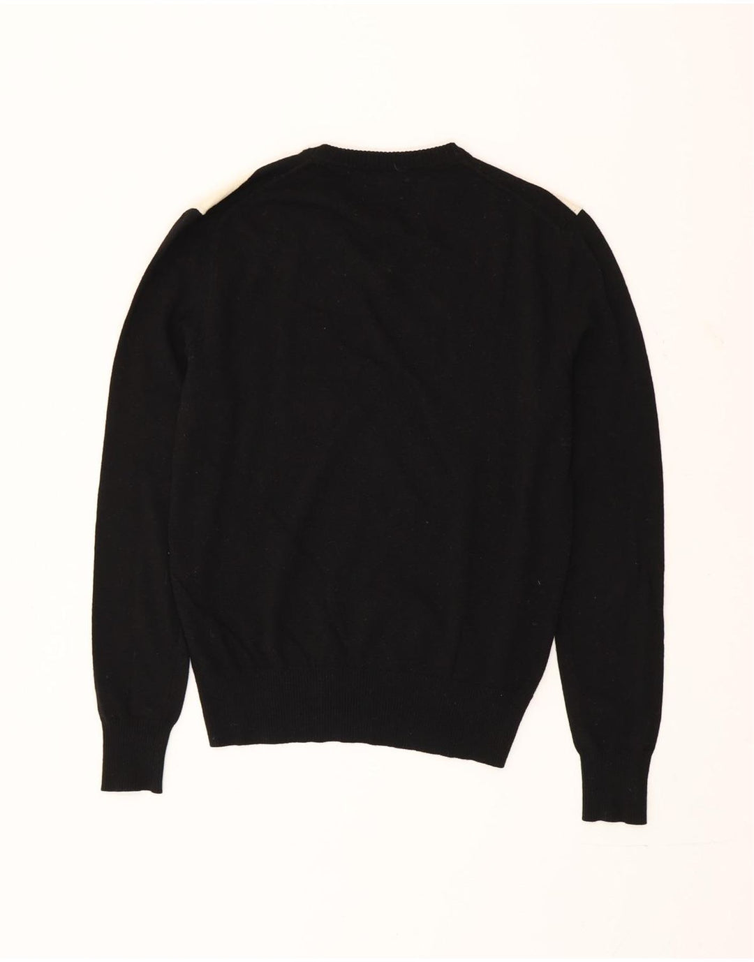Calvin Klein Jeans Womens V-Neck Jumper Sweater Small Black Striped Wool