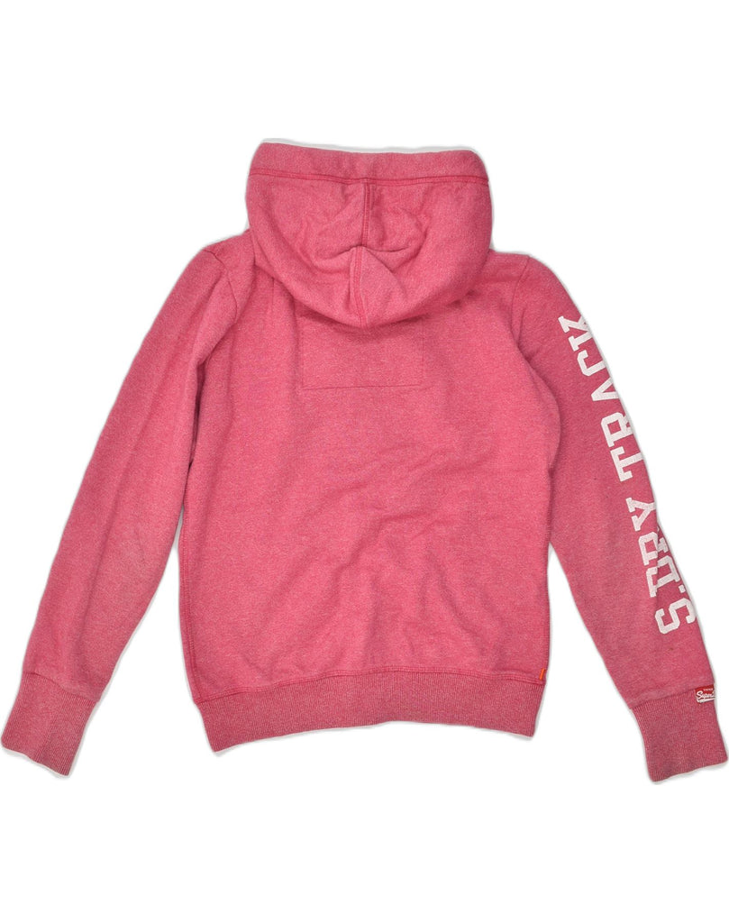 SUPERDRY Womens Graphic Zip Hoodie Sweater UK 14 Medium Pink Cotton | Vintage Superdry | Thrift | Second-Hand Superdry | Used Clothing | Messina Hembry 