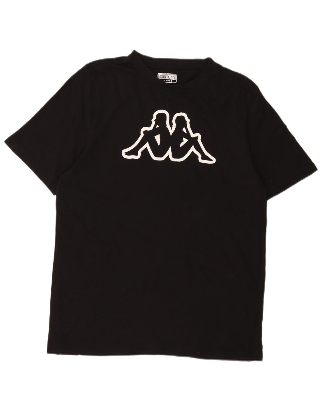 KAPPA Mens Graphic T-Shirt Top Large Black Cotton